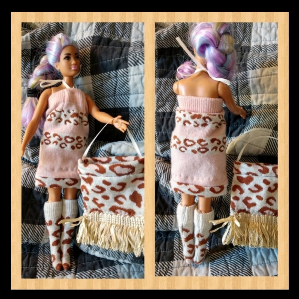 Handmade (Curvy) Barbie 3 pc outfit cheetah tiger king original